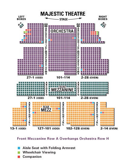 majestic theatre shubert organization seating chart for the majestic theater nyc